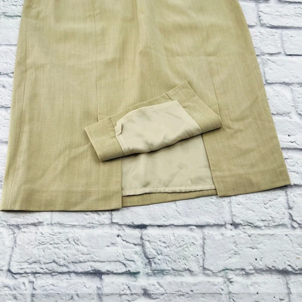 Lafayette 148 New York Tan Wool Pencil Skirt Size 6 Classic Career Wear